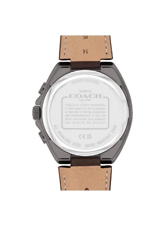 COACH Analogue Chronograph Quartz Watch with Leather Strap